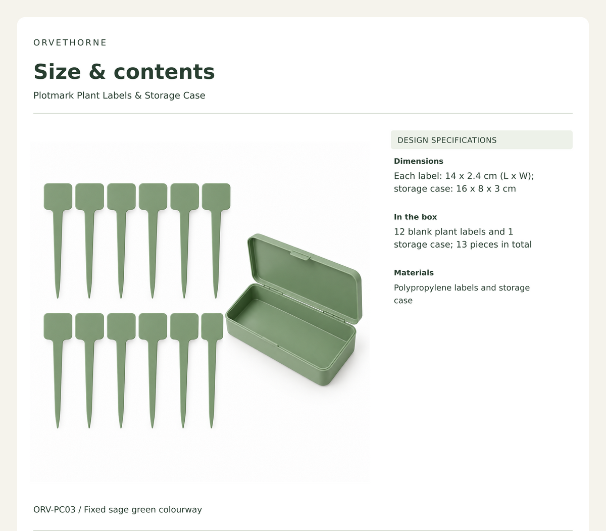 ORVETHORNE Plotmark Plant Labels & Storage Case