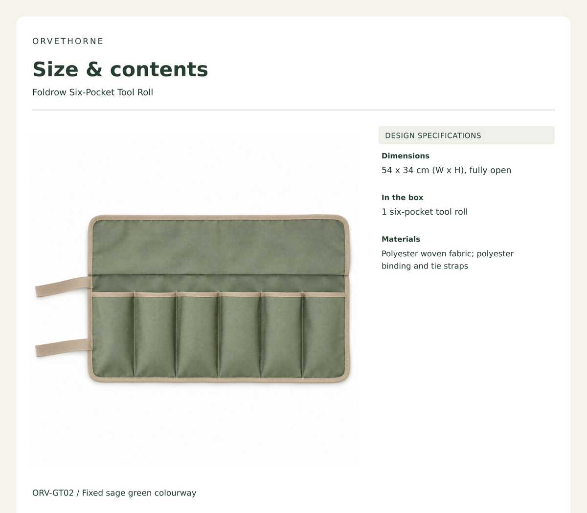 ORVETHORNE Foldrow Six-Pocket Tool Roll